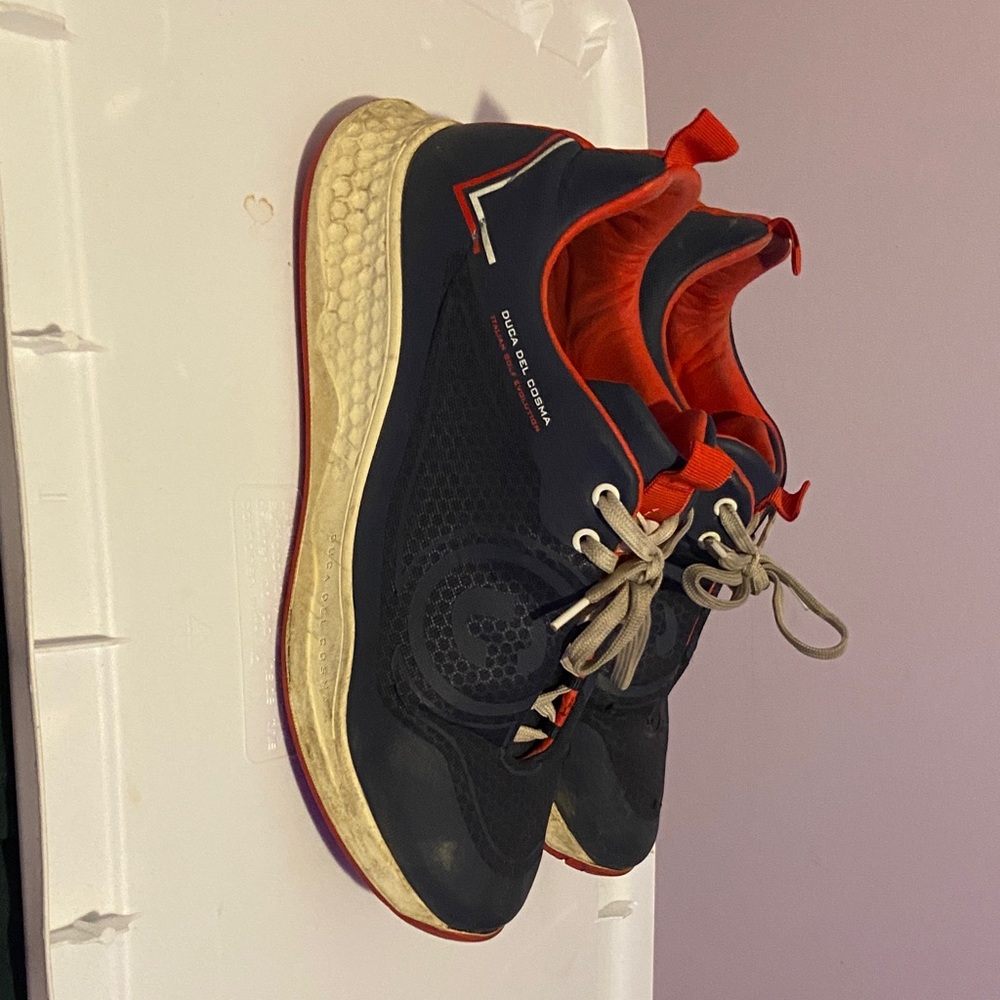 Navy Blue and Red Men's Golf Shoes